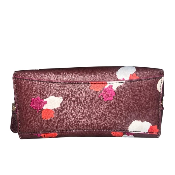 EUC Coach Cosmetic Case 17 Pouch Coated Canvas Zippered Burgundy Multi Floral - Picture 6 of 12